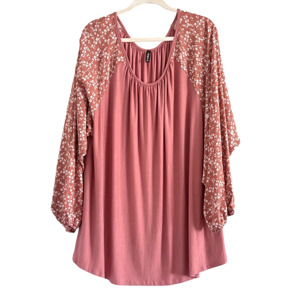 Women's Dusty Rose Floral Raglan Sleeve Blouse